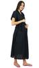 Nursing Black Cotton Kaftan With Belt Front Buttons Maternity Night