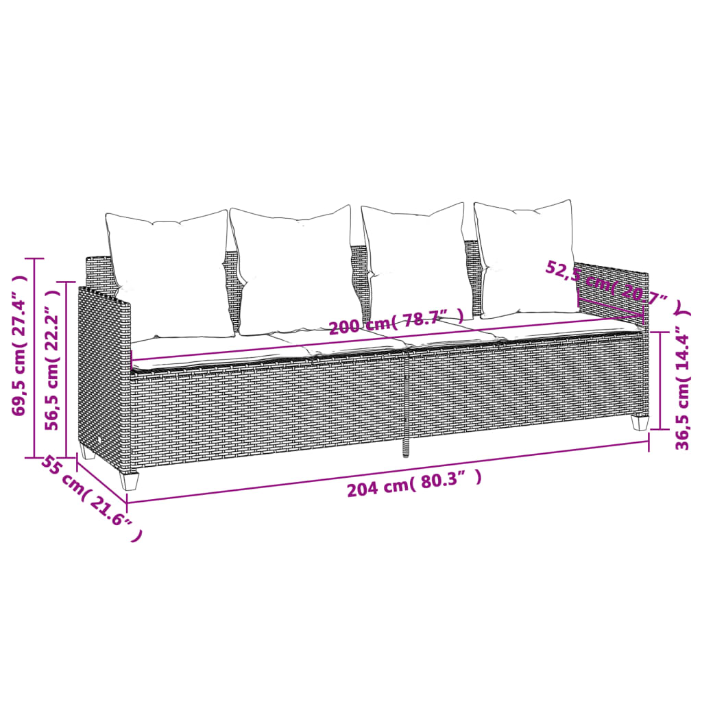5 Piece Garden Sofa Set with Cushions Black Poly Rattan