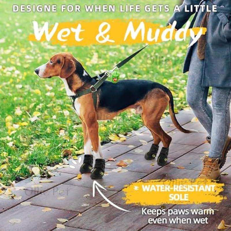 Обувь для собак, водонепроницаемые, противоскользящие, дождевые, силиконовые, светоотражающие, для маленьких и больших собак, для занятий спортом на открытом воздухе, для защиты ног собак, 4 шт.