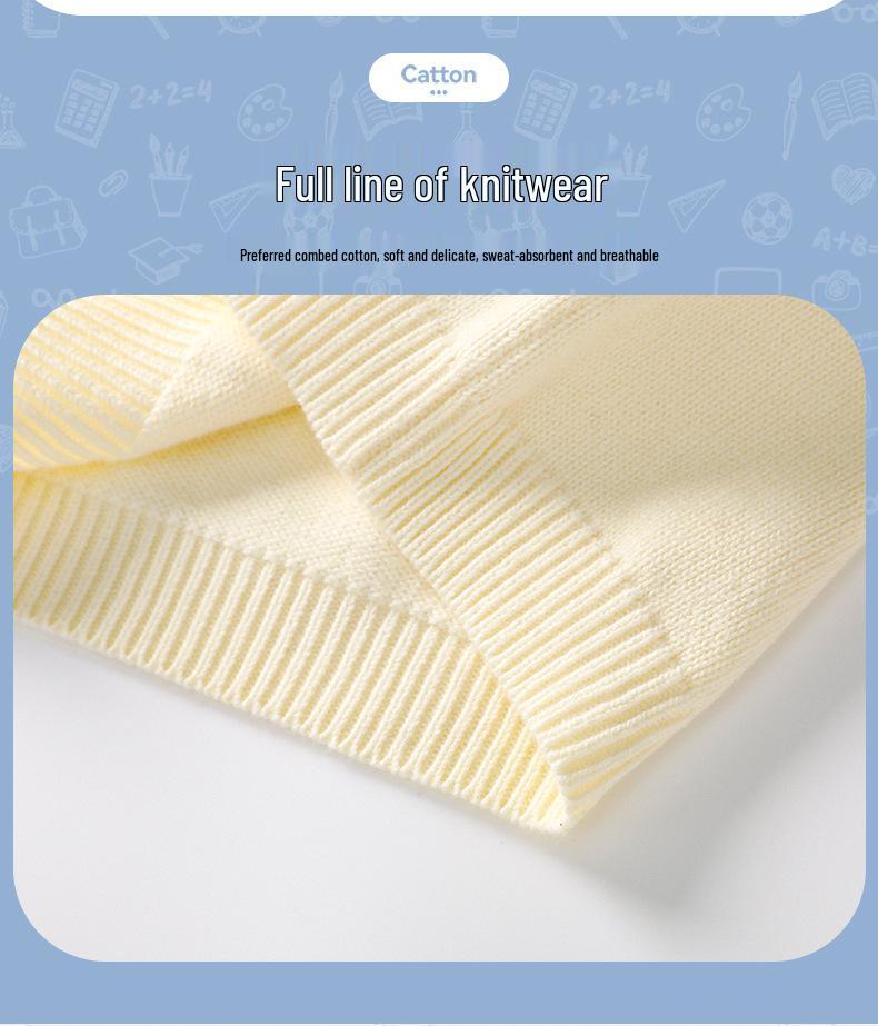 Детский осенне-зимний вязаный кардиган-жилет с щенком - Унисекс, без рукавов, однотонный, хлопковый свитер-шаль