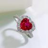 SpringLady 925 Sterling Silver 8*8mm Ruby Heart High Carbon Diamond Rings For Women Wedding Fine Jewelry Gifts