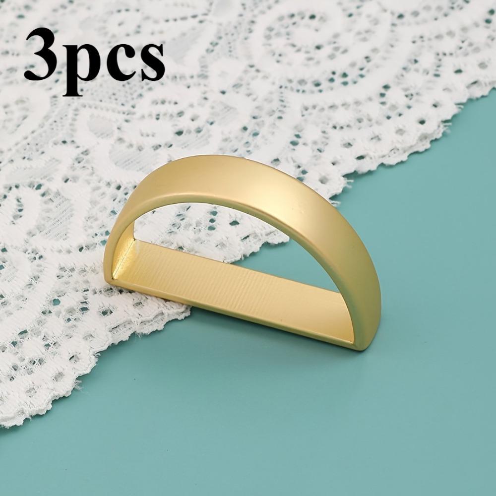3 шт. Золотые кольца для салфеток - Однотонный D-образный декор стола для фестиваля, Элегантные аксессуары для вечеринки, Держатели