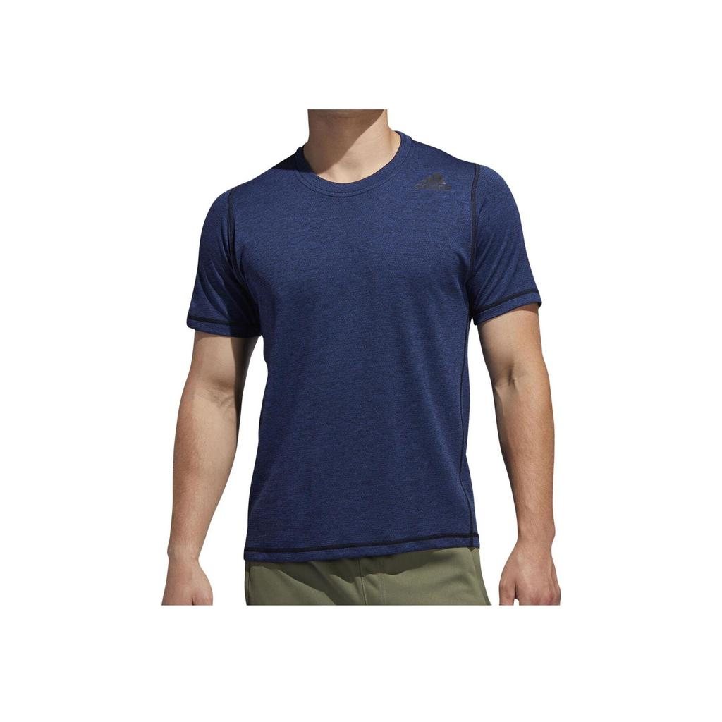 Adidas Однотонная футболка с круглым вырезом и логотипом, мужские топы, синяя FJ6171