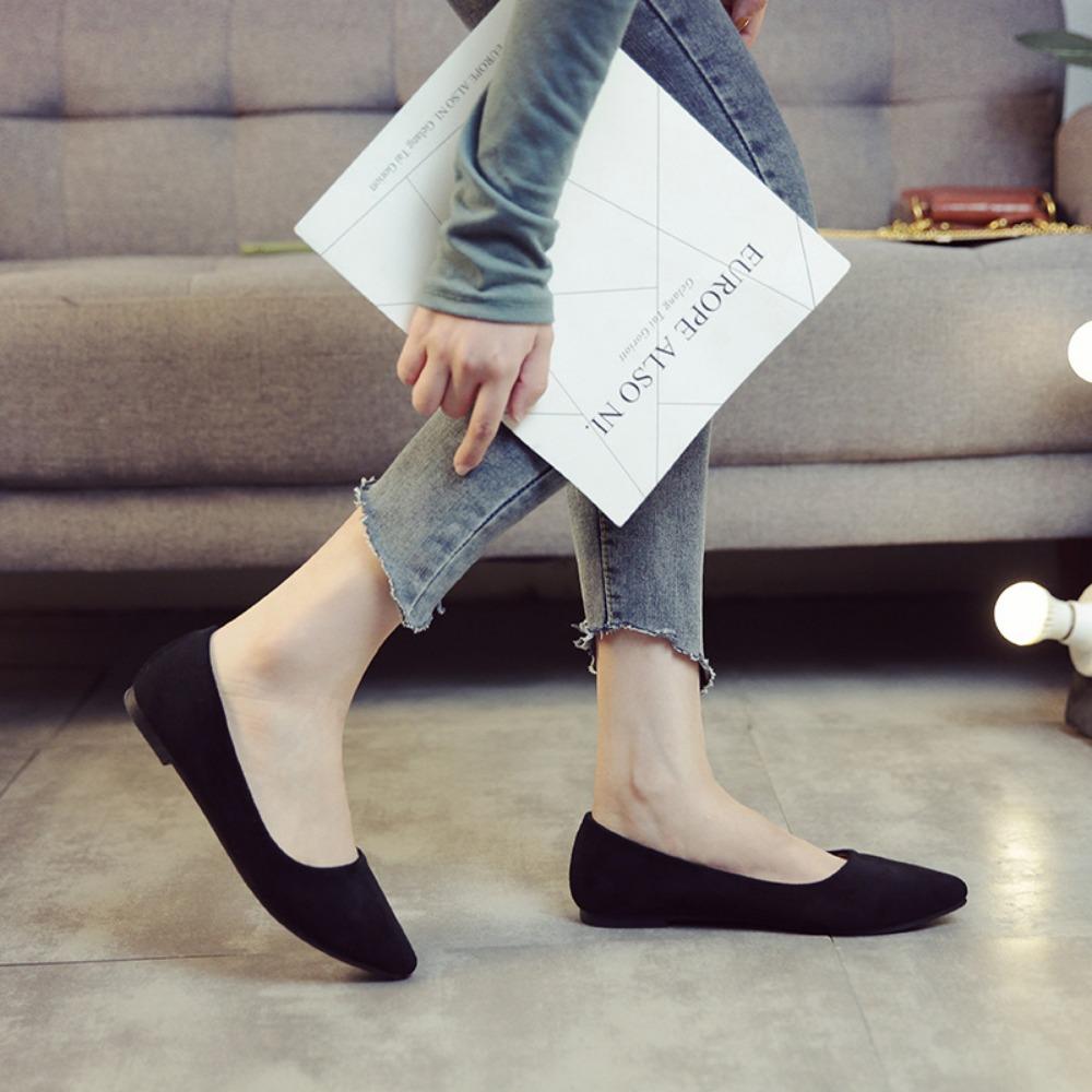Остроконечные одинарные туфли женские туфли на плоской подошве 2024 Весна/Осень Большие женские туфли на плоской подошве Женская рабочая обувь Удобная для работы взрослых