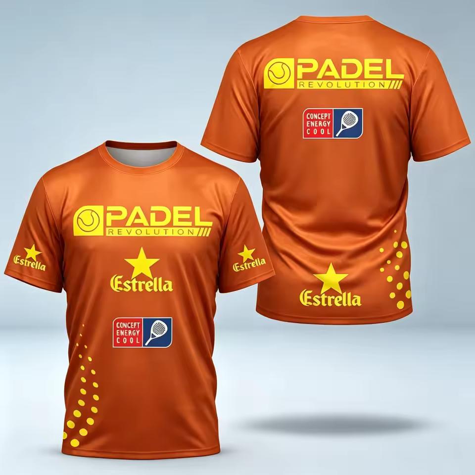 Мужская футболка для падела с 3D-печатью Padel Revolution Estrella, дышащая, быстросохнущая, с коротким рукавом, для спортивной тренировки, фанатская форма, топ