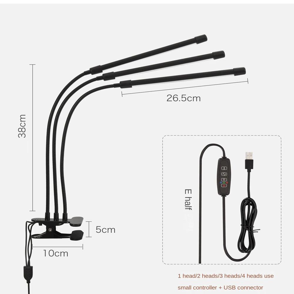30-150 светодиодный USB-светильник для выращивания растений с управлением, фитолампа полного спектра, фитолампа для дома, цветов, рассады, клипса, фитолампа