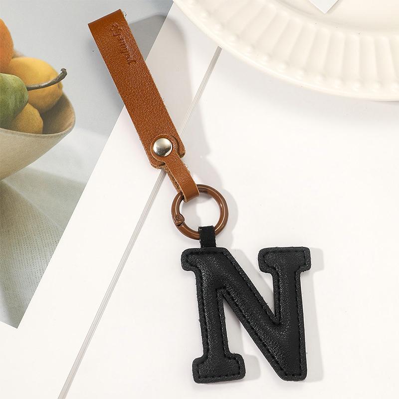 A To Z Pu Leather Initial Letter Keychain Women Cartoon Candy Color Bag Phone Pendant Car Keyrings Jewelry Gifts