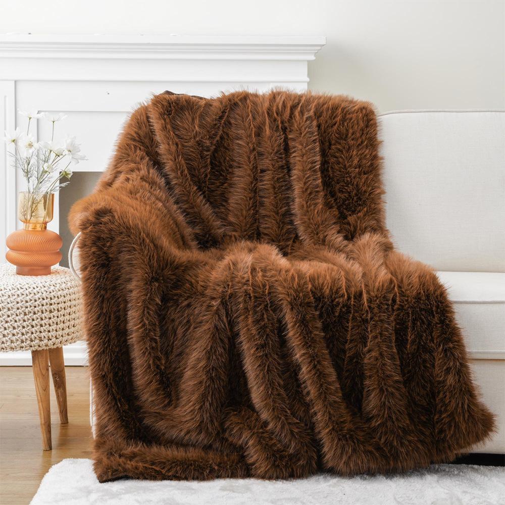 2024 NEW Luxury Fluffy Faux Fur Blanket 152×203cm Quilt Blankets Bed Cover Luxury Decor Blanket Soft Fuzzy Fur Blankets Winter