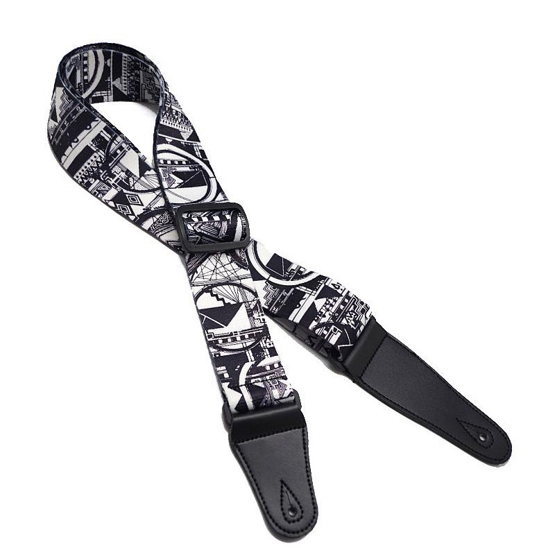 Регулируемый кожаный и тканевый гитарный ремень в этническом стиле с различными узорами для акустических и бас-гитар