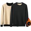 Men's Winter Plus Size Thickened Padded Round Neck Loose Solid Colour Thermal Underwear Comfortable Pullover Coat