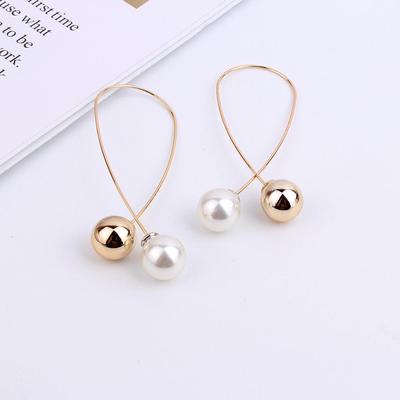 Темпераментные двусторонние длинные серьги женские милые металлические минималистичные жемчужные серьги ручной работы