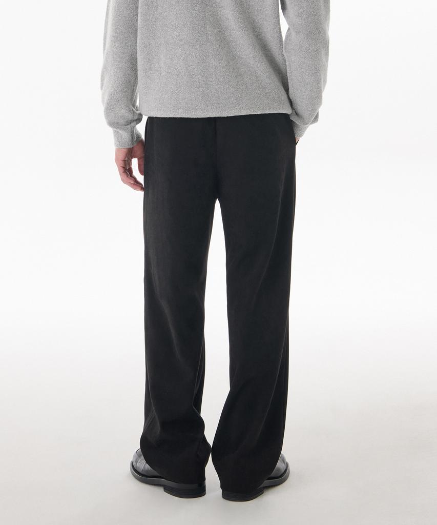 MUSINSA STANDARD Brushed One-Pleat Wide Elastic Pants [Black]