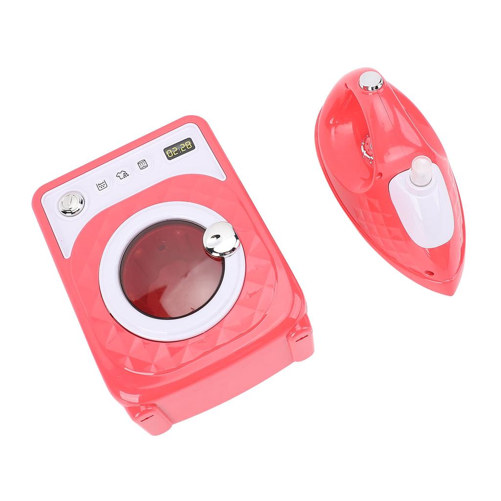 Pretend Laundry Set Battery Powered Washer and Ironing Board Playset Educational Role Playing Toys