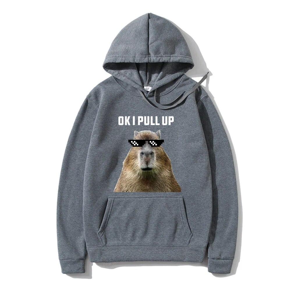Забавная толстовка с принтом капибары, унисекс, повседневные толстовки с капюшоном большого размера, готические пуловеры, хит продаж, одежда унисекс