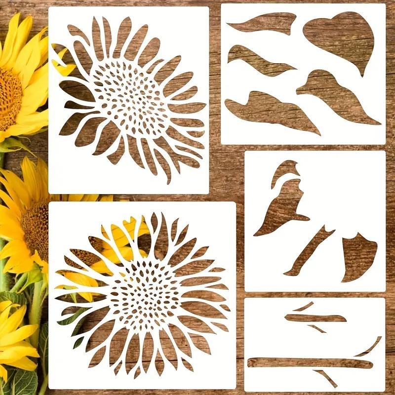 American Countryside Style, Children's Creative Drawing Board, 5 Pieces/set, Sunflower Theme, Flower Painting Template, Washed DIY Graffiti Board