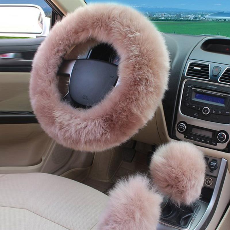 Новый автомобильный пушистый плюшевый чехол на руль, модные зимние теплые флисовые нескользящие перчатки с ручкой, женские украшения автомобиля