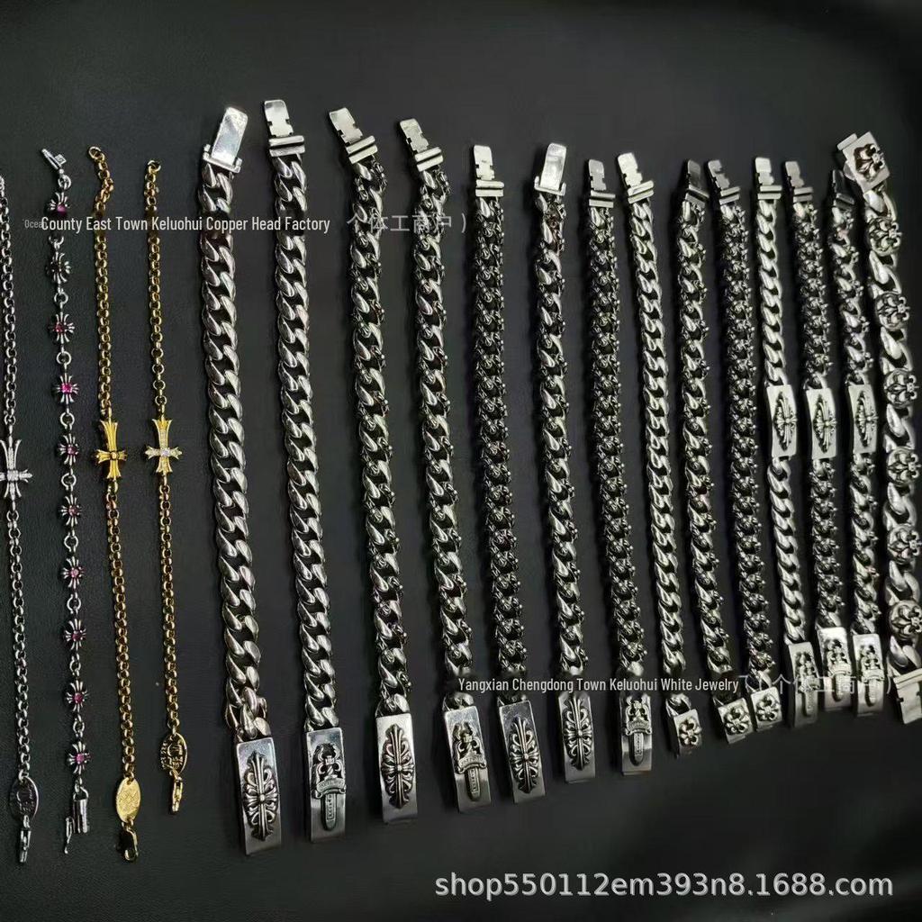 Браслет CH Retro Crono с бриллиантом, золотом, тайским серебром и дизайном в виде цветочного креста