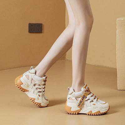 Туфли на толстой подошве для папы для женщин 2024 года, новые сетчатые ажурные универсальные дышащие вулканизированные туфли для спорта и отдыха Zapatos Mujer