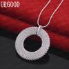 925 Sterling Silver Braided Circle Pendant Necklace Fashion Wedding Jewelry
