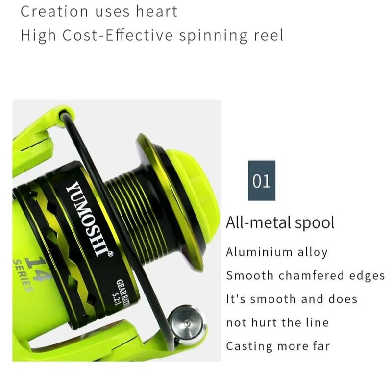 Новая мощная рыболовная катушка 2000-7000 зеленая модель полностью металлическая шпуля вращающееся колесо производительность более стабильна подходит для морской и пресной воды