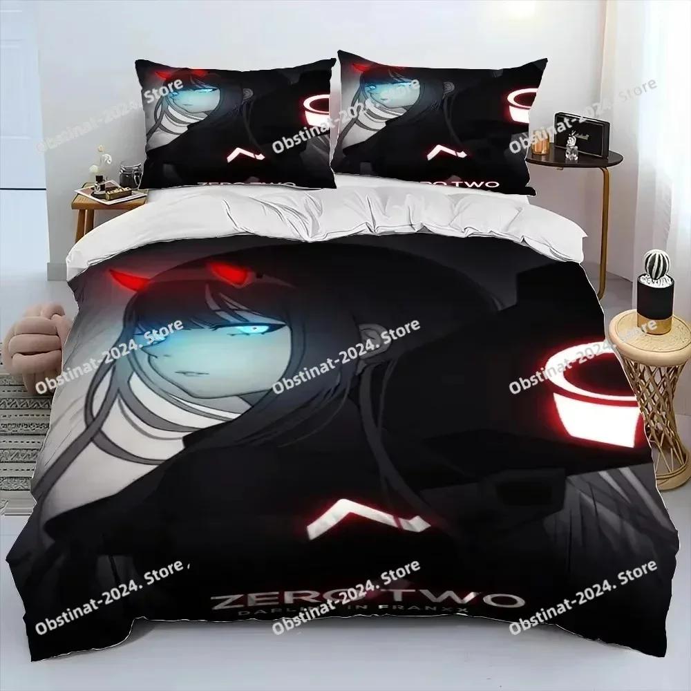 Zero Two DARLING In The FRANXX Аниме Печатное Постельное Белье Пододеяльник Наволочка Комплект Постельного Белья Простыня Пододеяльник Полный Размер