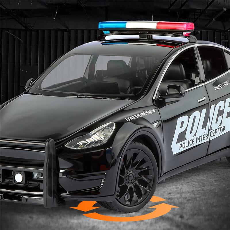 1/24 Tesla Model Y Внедорожник Сплав Полиция Новый Энергетический Автомобиль Модель Литьевой Металл Транспортные Средства Модель Автомобиля Симуляция Звука и Света Детская Игрушка Подарок