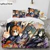 K-ON Cartoon Cute Lolita Kawaii Girls Comforter Bedding Set,Duvet Cover Bed Set Quilt Cover Pillowcase,Queen Size Bedding Set 3D