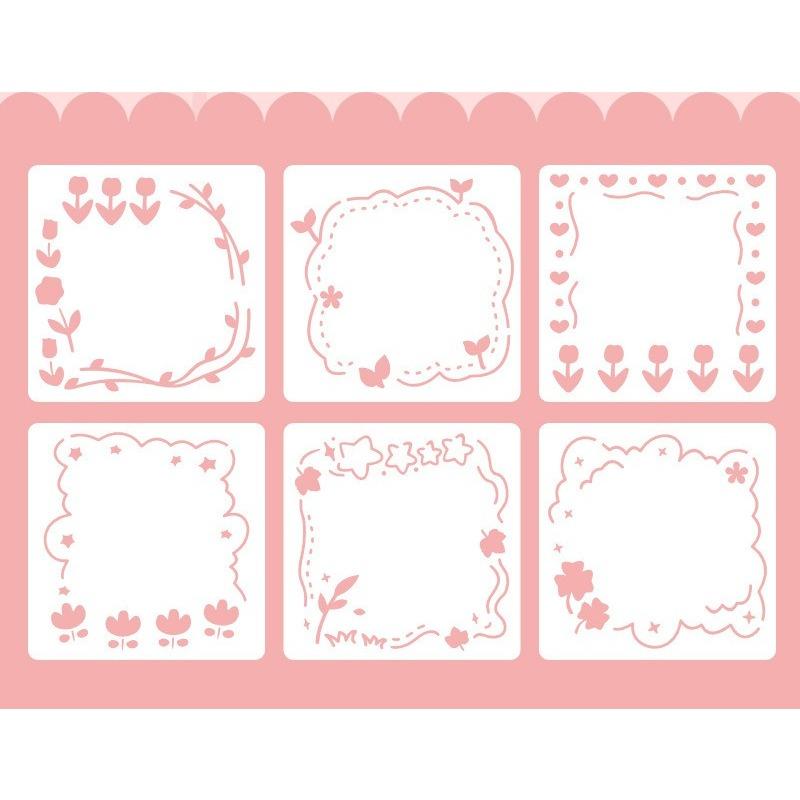 6 шт./набор цветочных трафаретов-бабочек для настенного скрапбукинга, небольшой креативный дизайн, декор своими руками, трафареты для живописи и декора