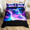 Wolf Starry Sky Forest Printed Duvet Set Bedding Set For Bedroom Three-piece Set