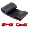 ZATOOTO YWLY0094-RX Steering Wheel Cover, Braided Type, Genuine Leather, Small, Breathable, Hand-sewn, Slip-Resistant, Easy To Hold, Good Touch, Red