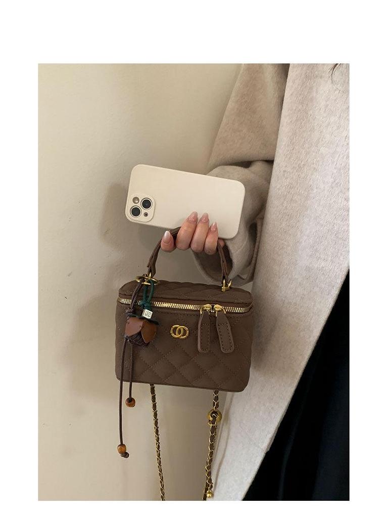 Женская модная сумка-клатч с цепочкой и ромбовидным узором 2025 года - Универсальная сумка-коробка для ношения на плече или через плечо