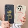 For OPPO Realme V20 V23 V25 V30 X2 X7 XT Q5 Pro U1 V13 V15 Phone Case Cover Fashion Crown Letters Liquid Soft Silicone Matte Shockproof Shell Bumper