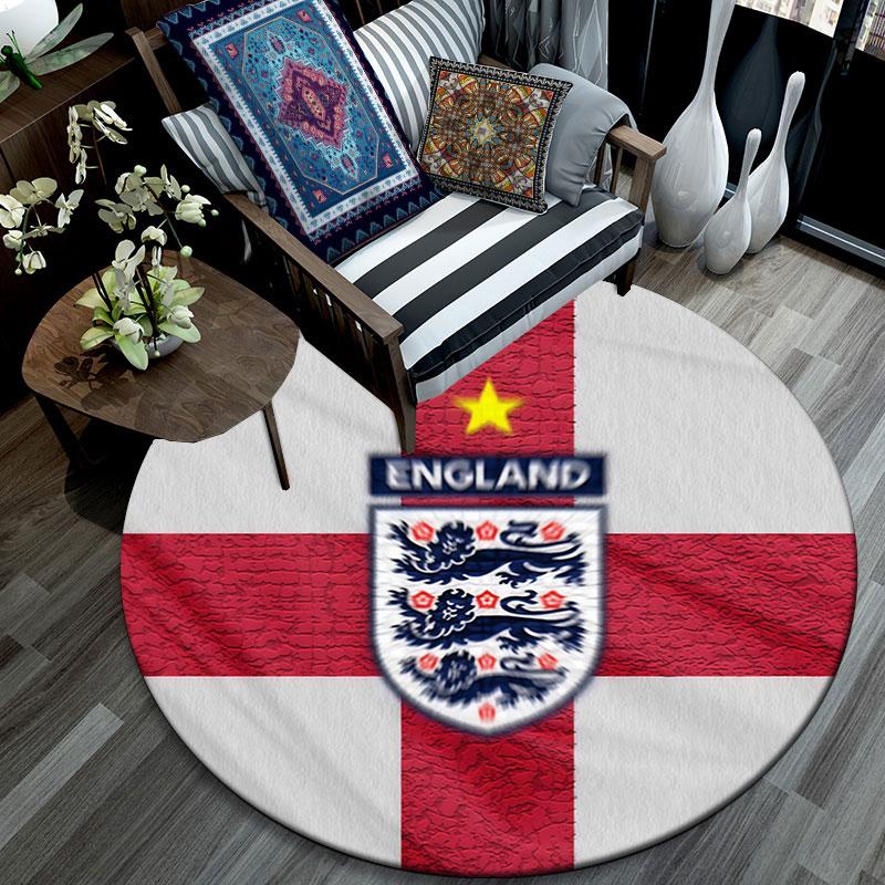 England football Round Rug, Non Slip Washable Circular Carpet For Living Room Bedroom Playroom, Sports Fan Decor, Holiday Birthday Gift