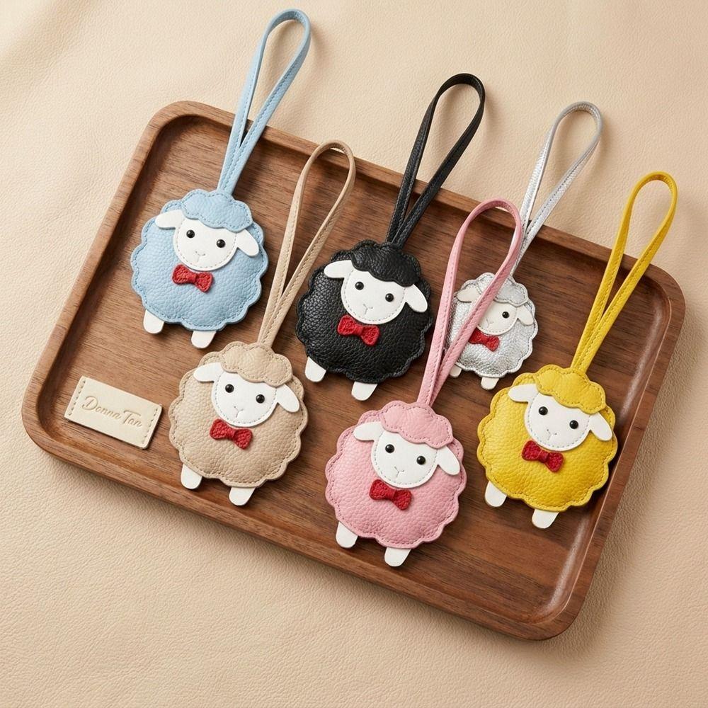 Goat PU Leather Sheep Keychain Cartoon Sheep Bag Charm Trendy Lamb Pendant Keyring Women