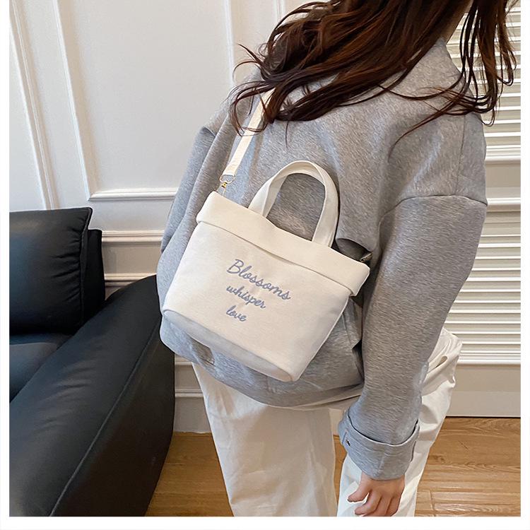 2025 Women's Fashion Canvas Embroidered Tote - Casual Crossbody Small Bucket Bag