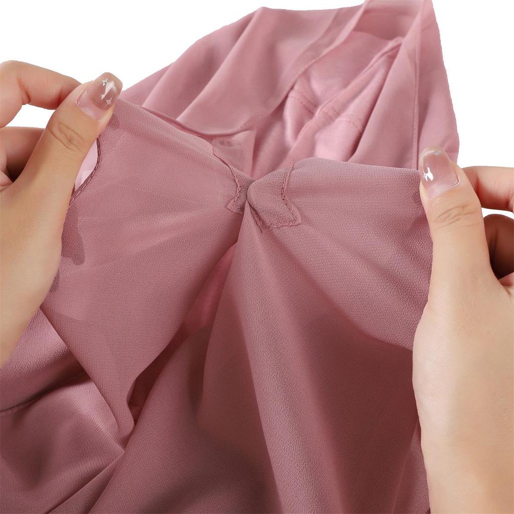 Solid Pearl Chiffon Scarf, Base Cap, & Magnetic Buckle Set