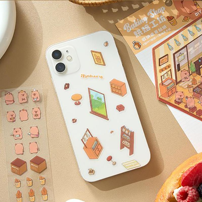 1Set Cartoon Capybara Simulation Cabin Stickers Cute Diy Landscaping Stickers Creative Hand Account Decoration Stickers Gifts