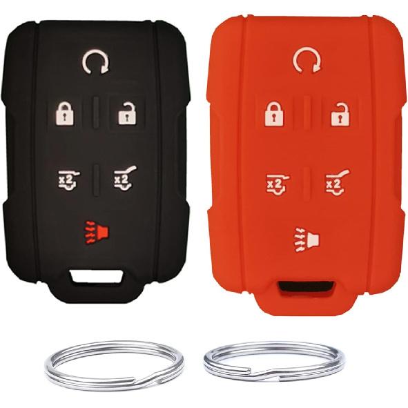 Silicone Keyless Remote Key Fob Cover Case fit for 2017 2016 2015 2014 GMC Yukon Chevrolet Tahoe Suburban. Part Number:M3N-32337100(6 Buttons)