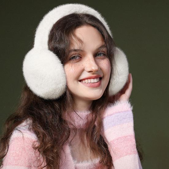 Зимние наушники из искусственного кроличьего меха для девочек, милые однотонные теплые наушники, уличные теплые наушники, складные мягкие пушистые чехлы для ушей