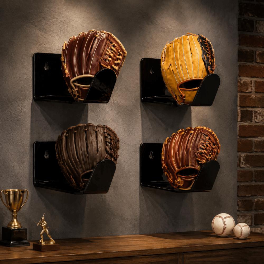 4PCS Screw Mounting Baseball Glove Wall Mount Baseball Mitt Wall Holder  Practice Gear Organization