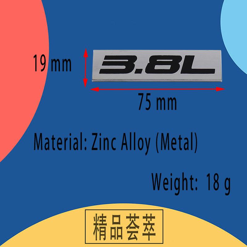 Premium 3.8L 3.8 L for Universal car Engine Hood Fender trunk Tail Rear Bonnet Nameplate Decal Emblem Badge Sticker