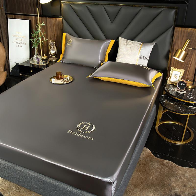 2PC/3PC 1 комплект постельного белья простыня на резинке постельное белье атласная шелковистая простыня на резинке гладкий нескользящий чехол для матраса покрывала постельное белье