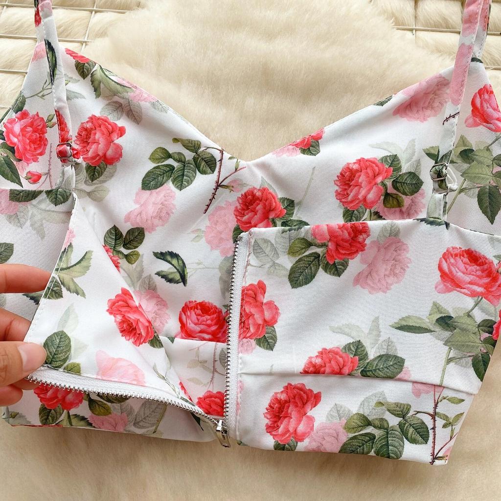 Женский комплект с милым принтом, короткая майка, универсальная плиссированная длинная юбка с высокой талией, праздничный комплект из двух предметов