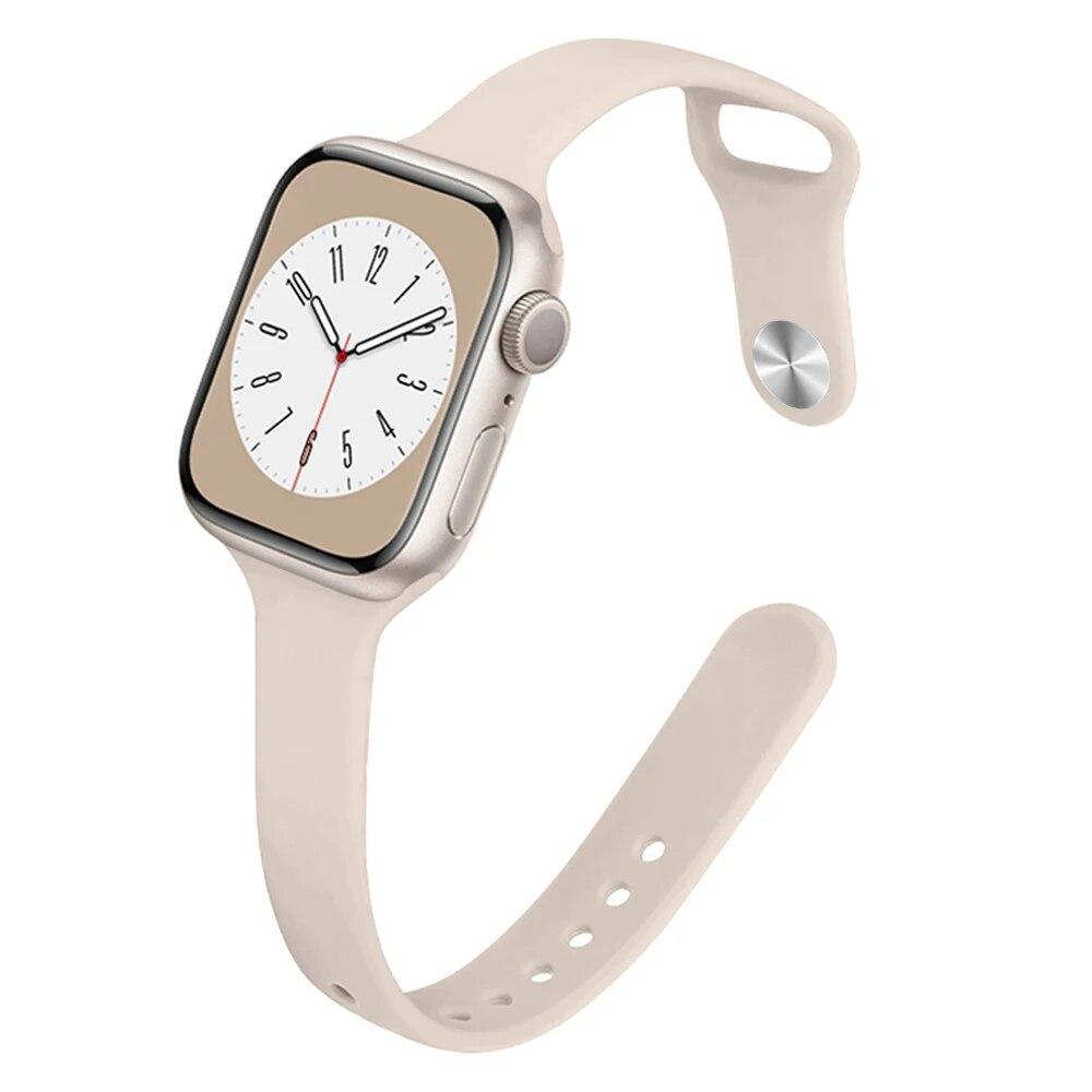 Ремешок для Apple Watch Band 40 мм, 44 мм, 45 мм, 41 мм, 38 мм, 42 мм, спортивный тонкий силиконовый браслет correa iWatch Series 8 Ultra 2 SE 7 6 3 9