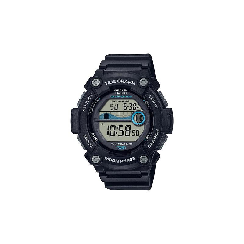 Casio Серия DIGITAL-Спортивные часы с дисковым циферблатом 100м Водонепроницаемость Кварцевый механизм Ремешок из смолы Японские и корейские часы Мужские часы Серый циферблат WS-1300H-1AV