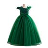 13-16 Years Flower Girl Princess Dress For Weddings Summer Kid Formal Bow Long Gown For School Evening Party Children Cloth S01