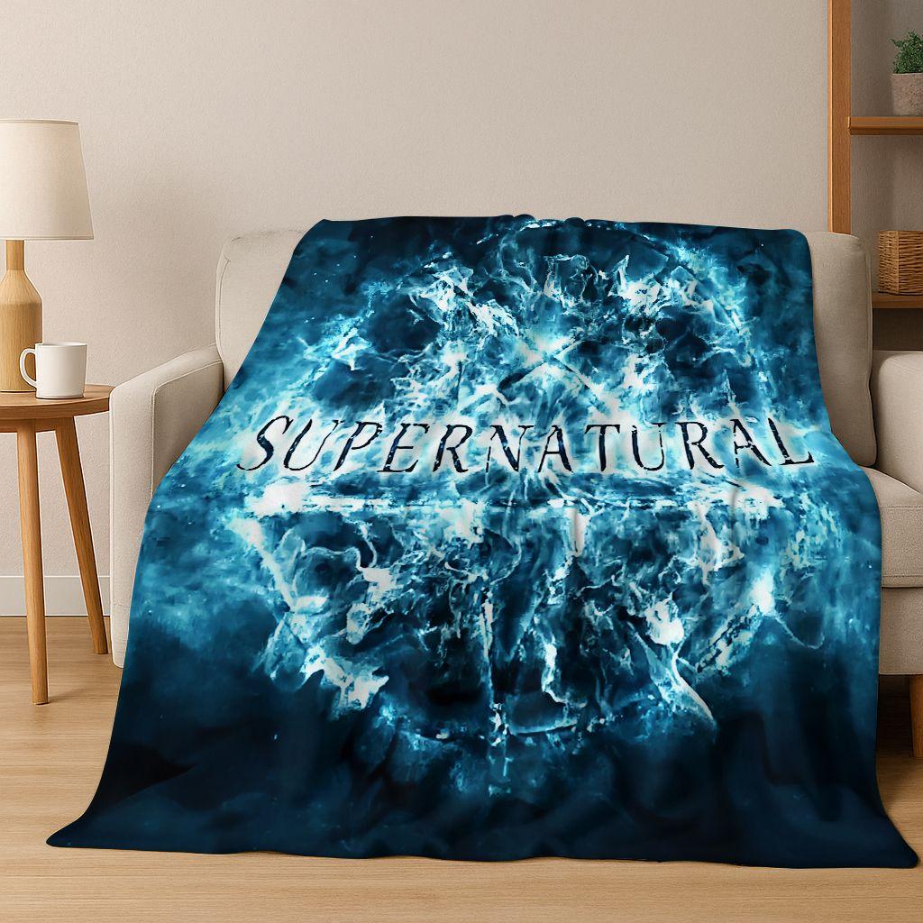 SPN Supernatural Dean Sam Winchester Castiel Flannel Blanket,Cozy Soft Throw Blanket for Home Bedroom Bed Sofa Cover Kids Gift