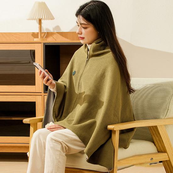 Heating Shawl USB Powered Heating Scarf with 3 Temperature Settings Zippered Winter Warm Wrap Portable Heated Blanket for Travel Flights Road Trips