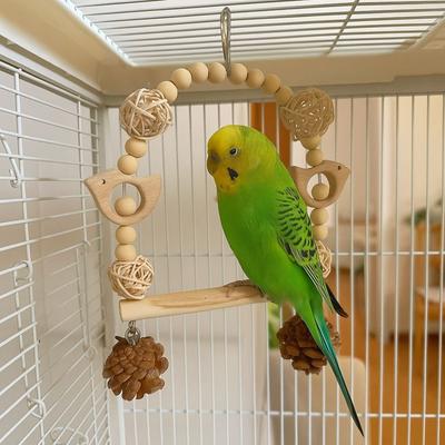 Wooden Bird Swing Toy Bite Resistant Bird Foraging Swing Funny Parrot Climbing Ladder Training