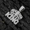 King Cuban Pendant Necklace with Alloy Rhinestone Crown - European & American Hip Hop Jewelry.